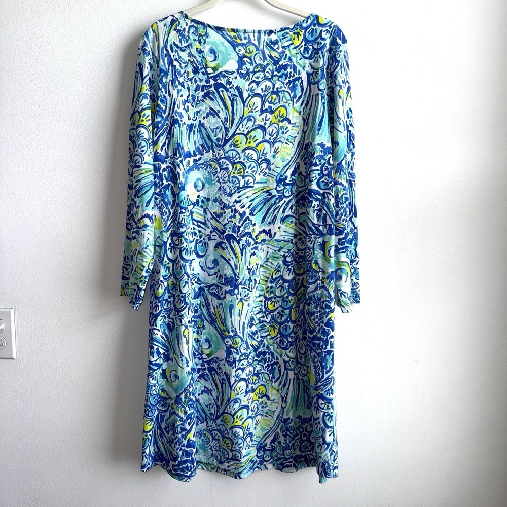 NWT Lilly Pulitzer Erin Dress Blue Crush After Party Size XL Pima Cotton Vibrant - Picture 4 of 9